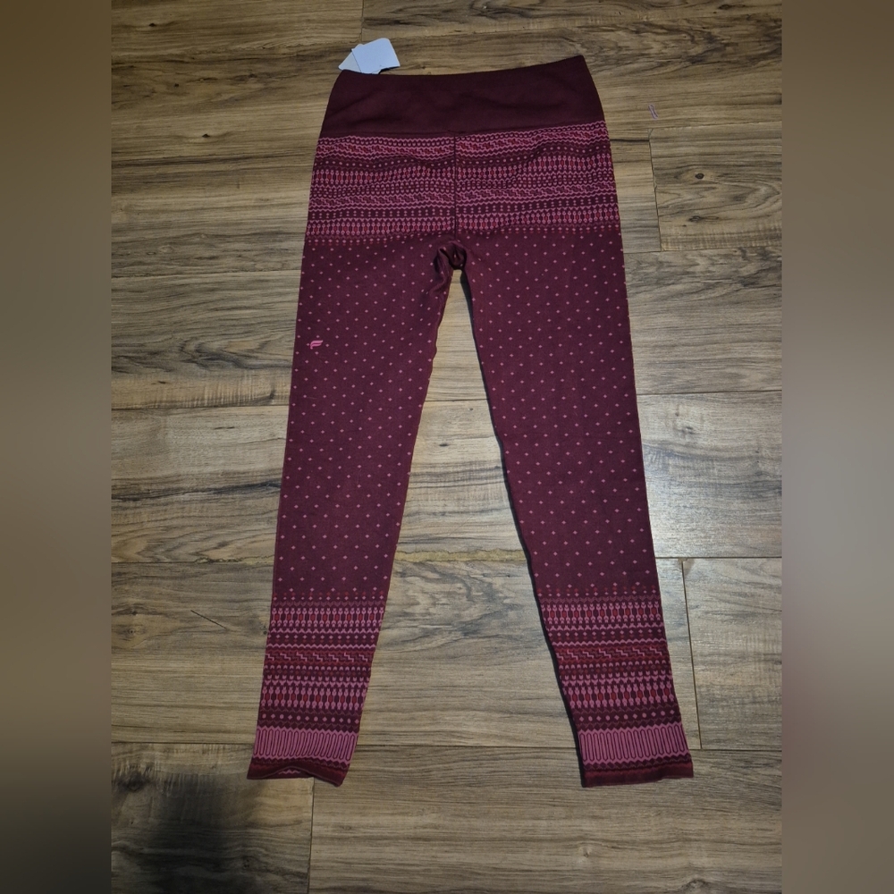 Fabletics Red Leggings with High Waist and Polka Dot Pattern